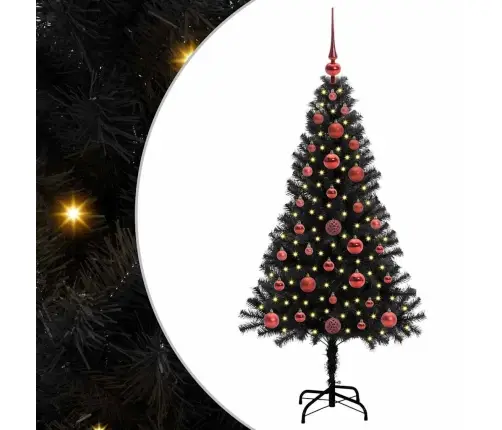 Ziemassvētku Eglīte Su 150 Led Ar Statīvu Melna 120 Cm Pvc Vidaxl