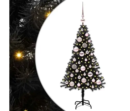 Kalėdų Eglutė Su 150 Led S Stovu Juoda 120 Cm Pvc Kalėdų Eglutė Su 150 Led S Stovu Juoda 120 Cm Pvc