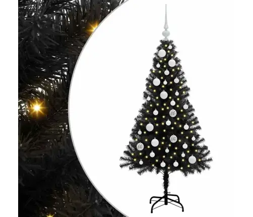 Ziemassvētku Eglīte Su 150 Led Ar Statīvu Melna 120 Cm Pvc Vidaxl