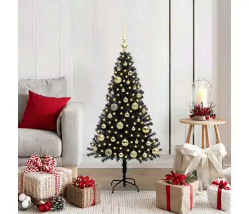 Jõulupuu Koos 150 Led-Iga Koos Alusega Must 120 Cm Pvc