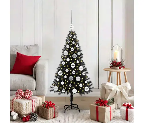 Ziemassvētku Eglīte Su 150 Led Ar Statīvu Melna 120 Cm Pvc Vidaxl