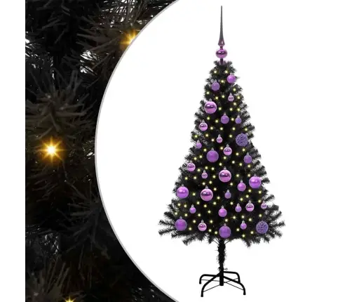 Ziemassvētku Eglīte Su 150 Led Ar Statīvu Melna 120 Cm Pvc Vidaxl