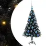 Jõulupuu Koos 150 Led-Iga Koos Alusega Must 120 Cm Pvc