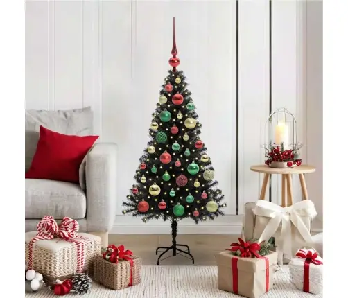 Kalėdų Eglutė Su 150 Led S Stovu Juoda 120 Cm Pvc