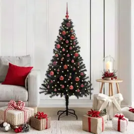 Ziemassvētku Eglīte Su 150 Led Ar Statīvu Melna 150 Cm Pvc Vidaxl