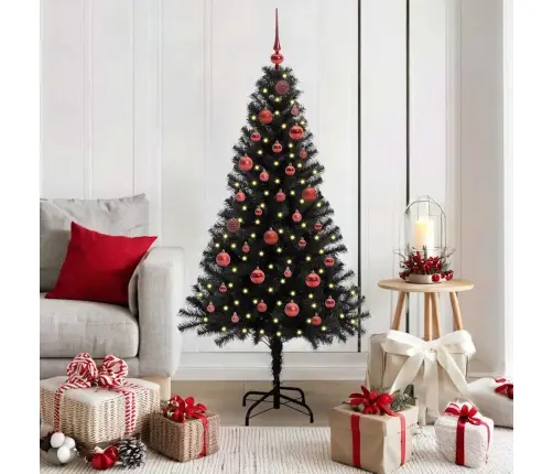 Jõulupuu Koos 150 Led-Iga Koos Alusega Must 150 Cm Pvc