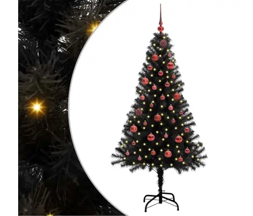 Jõulupuu Koos 150 Led-Iga Koos Alusega Must 150 Cm Pvc