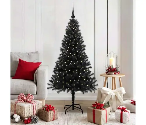 Kalėdų Eglutė Su 150 Led S Stovu Juoda 150 Cm Pvc