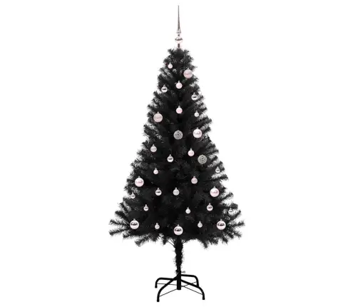 Jõulupuu Koos 150 Led-Iga Koos Alusega Must 150 Cm Pvc Jõulupuu Koos 150 Led-Iga Koos Alusega Must 150 Cm Pvc