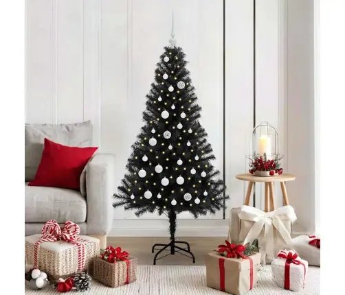 Ziemassvētku Eglīte Su 150 Led Ar Statīvu Melna 150 Cm Pvc Vidaxl