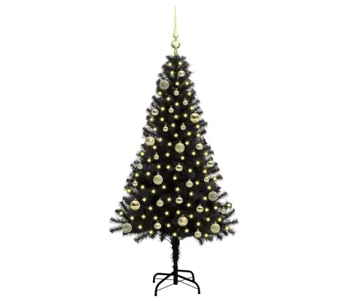 Ziemassvētku Eglīte Su 150 Led Ar Statīvu Melna 150 Cm Pvc Vidaxl