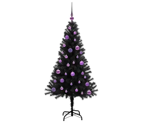 Jõulupuu Koos 150 Led-Iga Koos Alusega Must 150 Cm Pvc