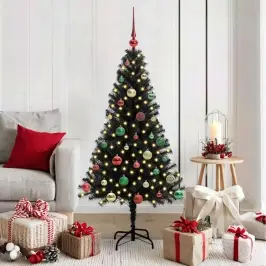 Kalėdų Eglutė Su 150 Led S Stovu Juoda 150 Cm Pvc