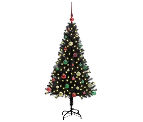 Kalėdų Eglutė Su 150 Led S Stovu Juoda 150 Cm Pvc Kalėdų Eglutė Su 150 Led S Stovu Juoda 150 Cm Pvc