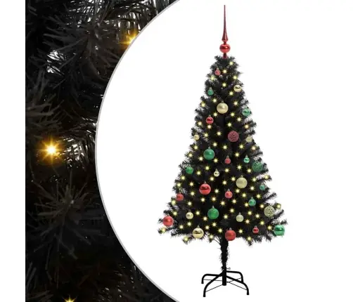 Kalėdų Eglutė Su 150 Led S Stovu Juoda 150 Cm Pvc Kalėdų Eglutė Su 150 Led S Stovu Juoda 150 Cm Pvc