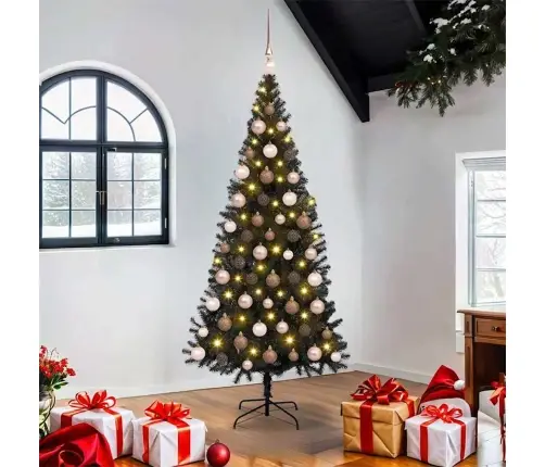 Mākslīgie Ziemassvētku Koki Su 300 Led Melna 180 Cm Pvc Vidaxl