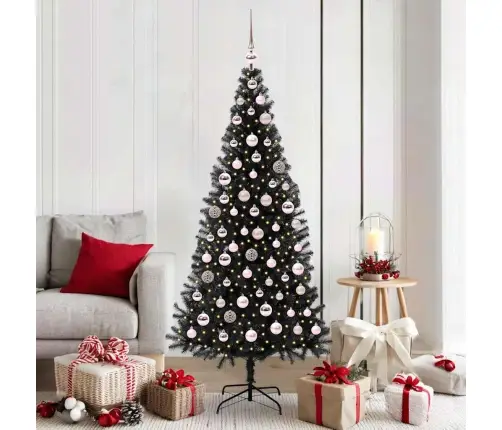 Kalėdų Eglutė Su 300 Led S Stovu Juoda 180 Cm Pvc Kalėdų Eglutė Su 300 Led S Stovu Juoda 180 Cm Pvc