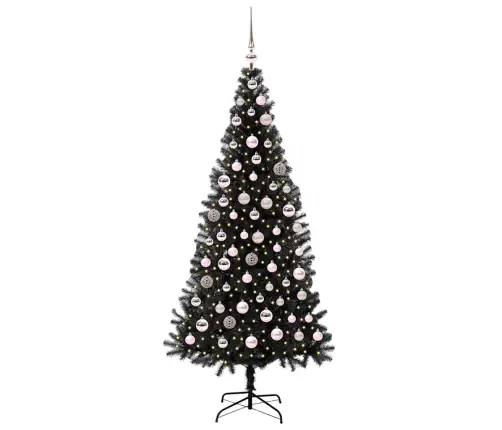 Kalėdų Eglutė Su 300 Led S Stovu Juoda 180 Cm Pvc Kalėdų Eglutė Su 300 Led S Stovu Juoda 180 Cm Pvc