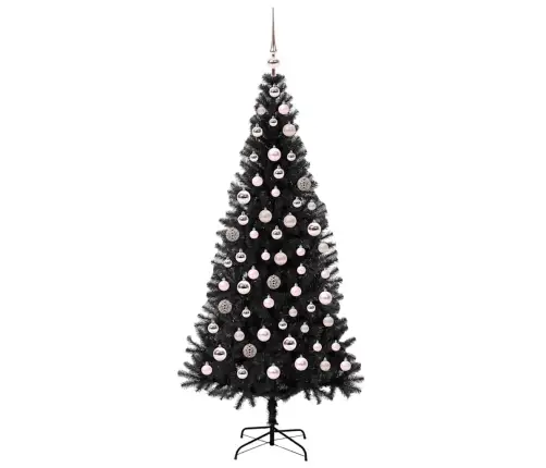 Kalėdų Eglutė Su 300 Led S Stovu Juoda 180 Cm Pvc Kalėdų Eglutė Su 300 Led S Stovu Juoda 180 Cm Pvc