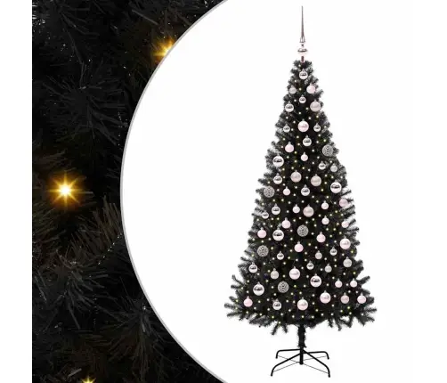 Kalėdų Eglutė Su 300 Led S Stovu Juoda 180 Cm Pvc Kalėdų Eglutė Su 300 Led S Stovu Juoda 180 Cm Pvc