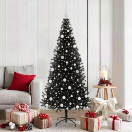 Kalėdų Eglutė Su 300 Led S Stovu Juoda 180 Cm Pvc