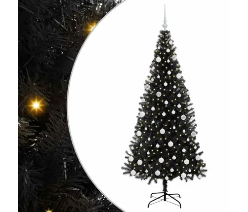 Ziemassvētku Eglīte Su 300 Led Ar Statīvu Melna 180 Cm Pvc Vidaxl