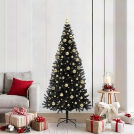 Jõulupuu Koos 300 Led-Iga Koos Alusega Must 180 Cm Pvc