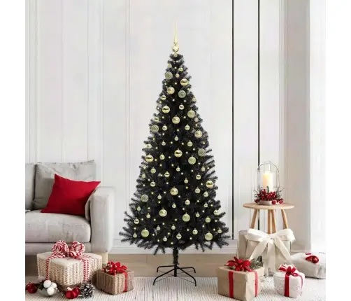 Ziemassvētku Eglīte Su 300 Led Ar Statīvu Melna 180 Cm Pvc Vidaxl