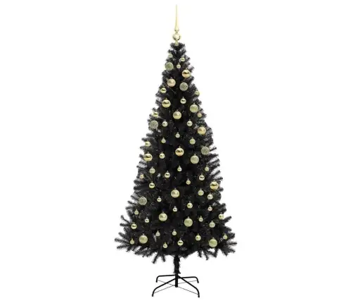 Ziemassvētku Eglīte Su 300 Led Ar Statīvu Melna 180 Cm Pvc Vidaxl