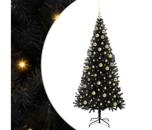 Ziemassvētku Eglīte Su 300 Led Ar Statīvu Melna 180 Cm Pvc Vidaxl