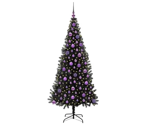 Jõulupuu Koos 300 Led-Iga Koos Alusega Must 180 Cm Pvc