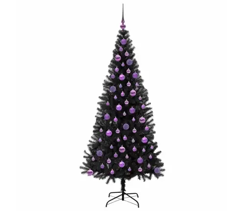 Jõulupuu Koos 300 Led-Iga Koos Alusega Must 180 Cm Pvc