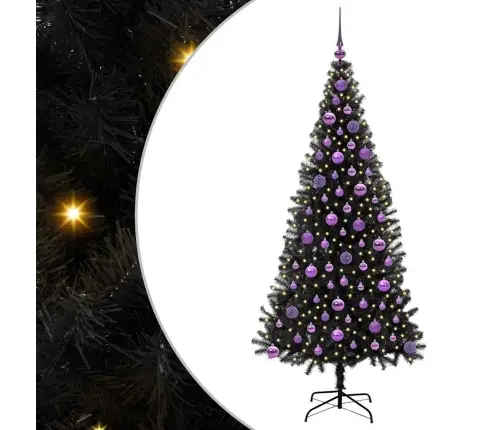 Jõulupuu Koos 300 Led-Iga Koos Alusega Must 180 Cm Pvc