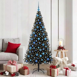 Ziemassvētku Eglīte Su 300 Led Ar Statīvu Melna 180 Cm Pvc Vidaxl