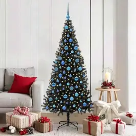 Ziemassvētku Eglīte Su 300 Led Ar Statīvu Melna 180 Cm Pvc Vidaxl