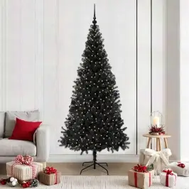 Kalėdų Eglutė Su 300 Led S Stovu Juoda 210 Cm Pvc