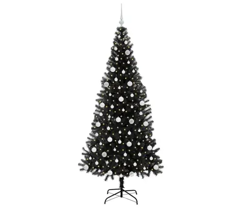 Kalėdų Eglutė Su 300 Led S Stovu Juoda 210 Cm Pvc Kalėdų Eglutė Su 300 Led S Stovu Juoda 210 Cm Pvc