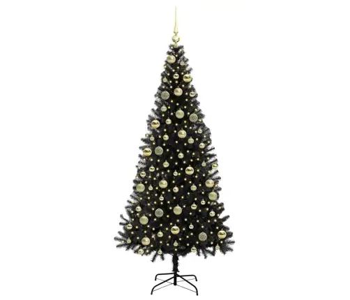Ziemassvētku Eglīte Su 300 Led Ar Statīvu Melna 210 Cm Pvc Vidaxl