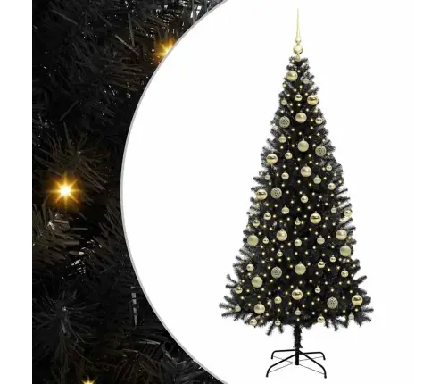 Ziemassvētku Eglīte Su 300 Led Ar Statīvu Melna 210 Cm Pvc Vidaxl