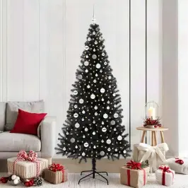 Ziemassvētku Eglīte Su 300 Led Ar Statīvu Melna 210 Cm Pvc Vidaxl