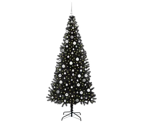 Ziemassvētku Eglīte Su 300 Led Ar Statīvu Melna 210 Cm Pvc Vidaxl