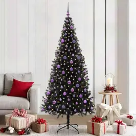 Ziemassvētku Eglīte Su 300 Led Ar Statīvu Melna 210 Cm Pvc Vidaxl