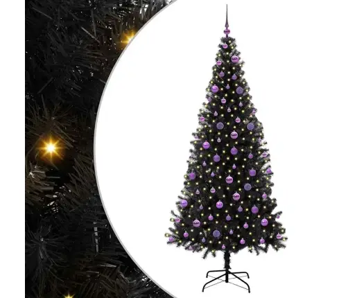 Ziemassvētku Eglīte Su 300 Led Ar Statīvu Melna 210 Cm Pvc Vidaxl