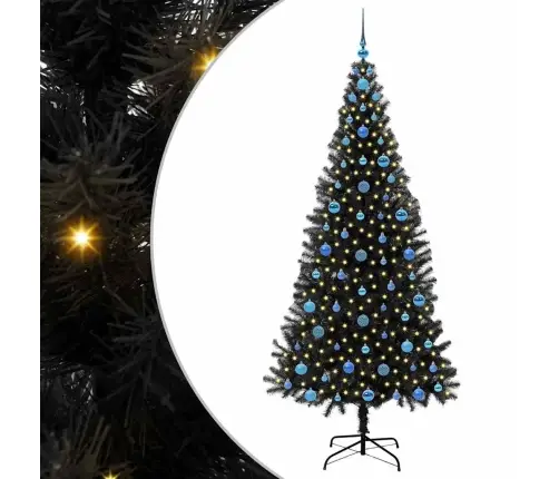 Kalėdų Eglutė Su 300 Led S Stovu Juoda 210 Cm Pvc