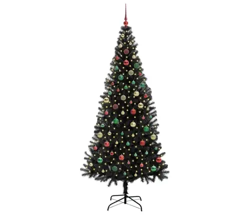 Jõulupuu Koos 300 Led-Iga Koos Alusega Must 210 Cm Pvc