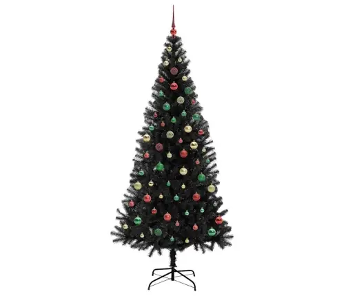 Jõulupuu Koos 300 Led-Iga Koos Alusega Must 210 Cm Pvc