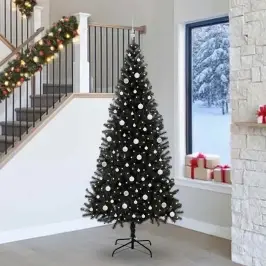 Ziemassvētku Eglīte Su 300 Led Ar Statīvu Melna 240 Cm Pvc Vidaxl