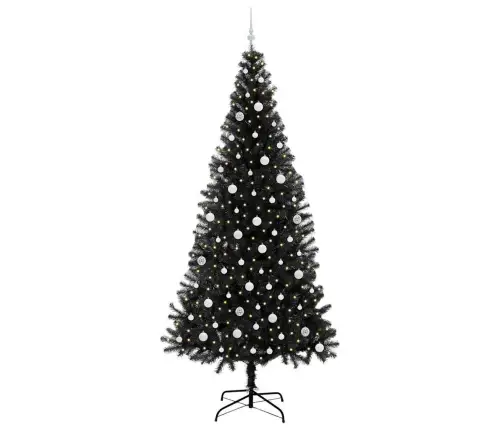 Ziemassvētku Eglīte Su 300 Led Ar Statīvu Melna 240 Cm Pvc Vidaxl