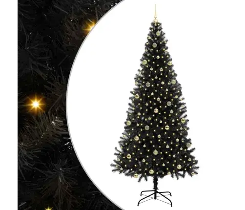 Kalėdų Eglutė Su 300 Led S Stovu Juoda 240 Cm Pvc