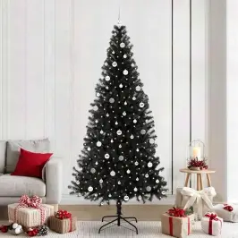 Ziemassvētku Eglīte Su 300 Led Ar Statīvu Melna 240 Cm Pvc Vidaxl